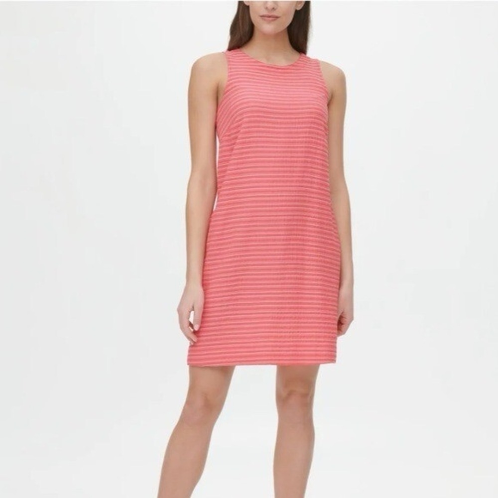 Tommy Hilfiger Orange and White Striped seersucker dress. Size 10